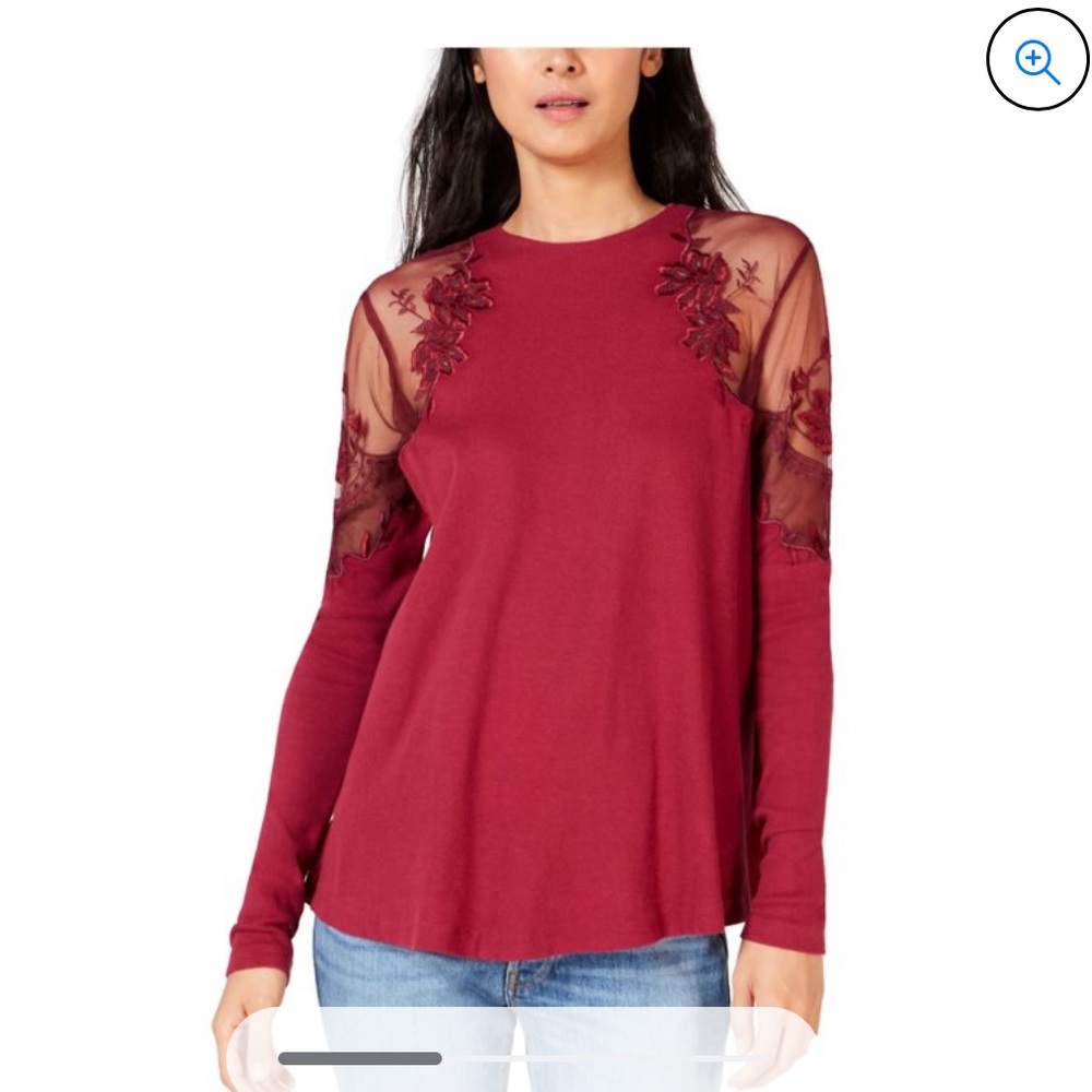 Free People Daniella Embroidered Illusion Top